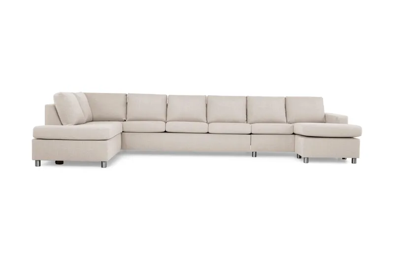 Crazy 6-sits Vänstervänd U-formad XX-Large Soffa med Divan och Schäslong i Tyg - Beige - Products - Möbler - Soffa - U-soffa