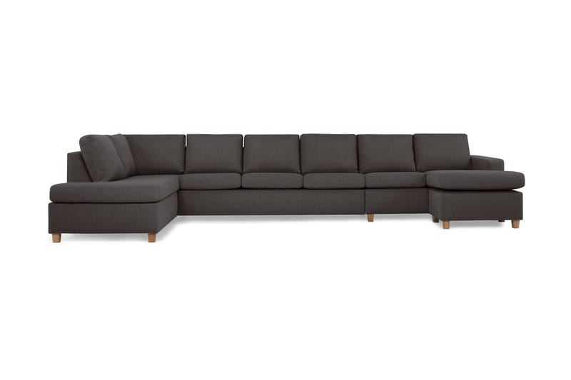 Crazy 6-sits Vänstervänd U-formad XX-Large Soffa med Divan och Schäslong i Tyg, Mörkgrå