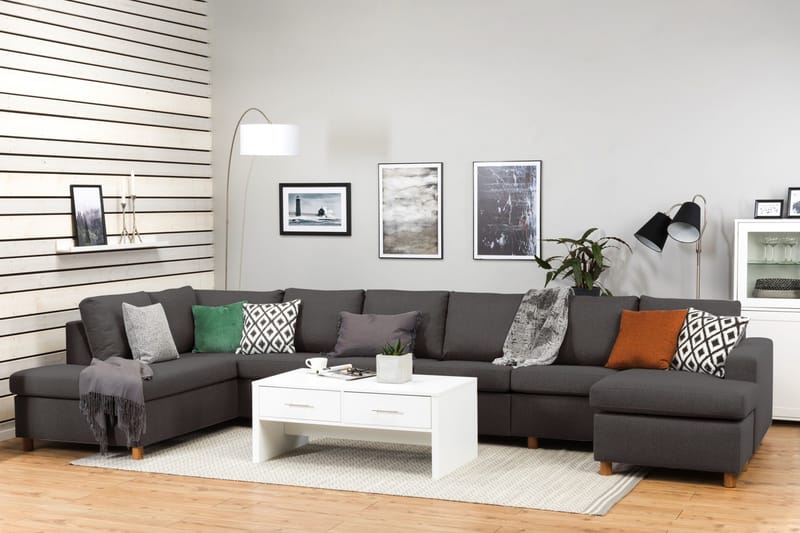 Crazy 6-sits Vänstervänd U-formad XX-Large Soffa med Divan och Schäslong i Tyg - Mörkgrå - Products - Möbler - Soffa - U-soffa