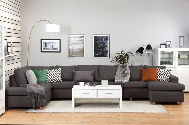Crazy 6-sits Vänstervänd U-formad XX-Large Soffa med Divan och Schäslong i Tyg - Mörkgrå - Products - Möbler - Soffa - U-soffa