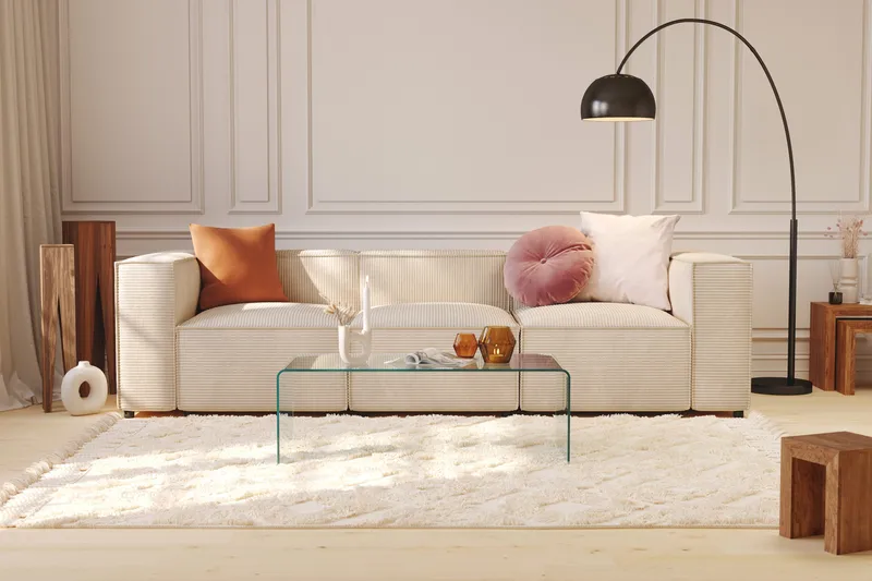 Cubo 4-sits Djup Modulsoffa i Manchester - Beige - Products - Möbler - Soffa - 3 sits soffa