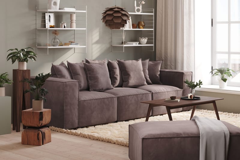 Cubo 4-sits Djup Modulsoffa i Sammet - Mörkgrå - Products - Möbler - Soffa - 3 sits soffa