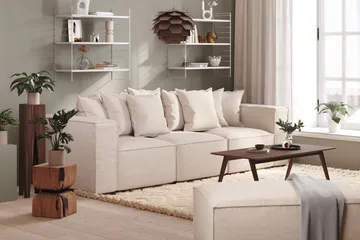 Cubo 4-sits Djup Modulsoffa i Tyg - Beige - Products - Möbler - Soffa - 3 sits soffa