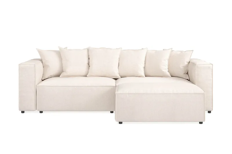 Cubo 4-sits L-formad Djup Modulsoffa med Divan i Tyg, Beige