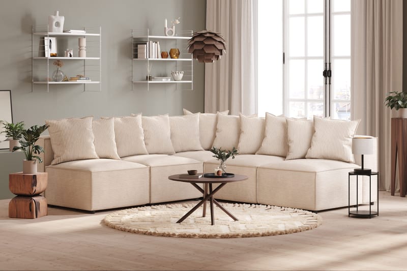 Cubo 5-sits L-formad Djup Modulhörnsoffa i Manchester - Beige - Products - Möbler - Soffa - Hörnsoffa