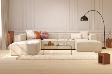 Cubo 5-sits U-formad Djup Modulsoffa med Divan och Schäslong i Manchester - Beige - Products - Möbler - Soffa - U-soffa