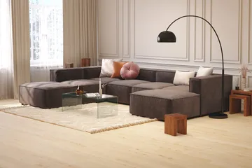 Cubo 5-sits U-formad Djup Modulsoffa Med Divan och Schäslong i Sammet - Mörkgrå - Products - Möbler - Soffa - U-soffa