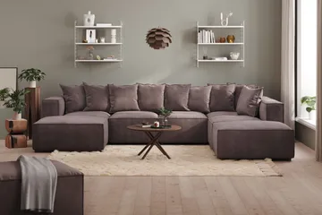 Cubo 5-sits U-formad Djup Modulsoffa Med Divan och Schäslong i Sammet - Mörkgrå - Products - Möbler - Soffa - U-soffa