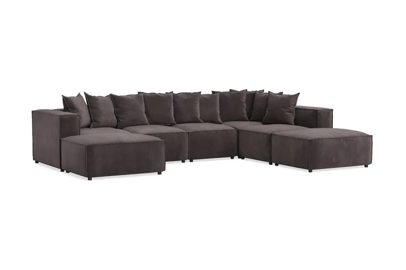 Cubo 5-sits U-formad Djup Modulsoffa Med Divan och Schäslong i Sammet - Mörkgrå - Products - Möbler - Soffa - U-soffa