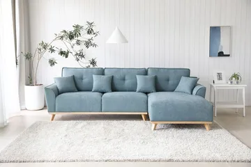 Divansoffa 267 cm lång - Classic - ljusblå - Products - Möbler - Soffa - Divansoffa & schäslongsoffa