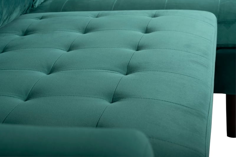 Divansoffa grön 218 cm bred - Grön/svart - Products - Möbler - Soffa - Sammetssoffa