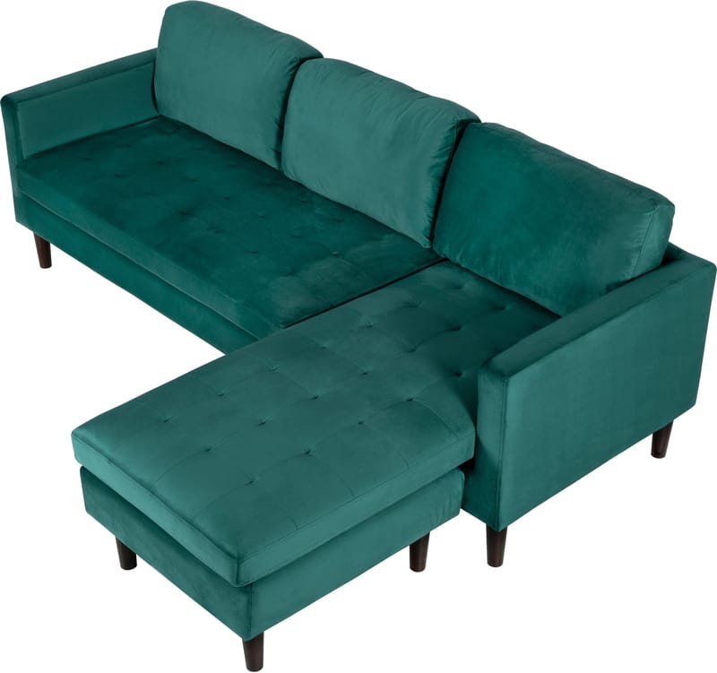 Divansoffa grön 218 cm bred - Grön/svart - Products - Möbler - Soffa - Sammetssoffa