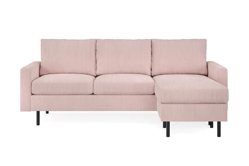 Peppe 3-sits Vändbar L-formad Divansoffa i Manchester, Rosa