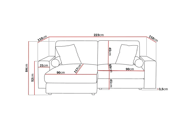 Arken Lyx 3-sits Vändbar L-formad Djup Divansoffa i Manchester - Brun - Products - Möbler - Soffa - Divansoffa & schäslongsoffa - 3 sits soffa med divan