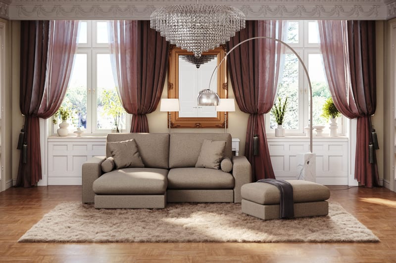 Arken Lyx 3-sits Vändbar L-formad Djup Divansoffa i Tyg - Brun - Products - Möbler - Soffa - Divansoffa & schäslongsoffa - 3 sits soffa med divan