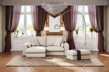 Arken Lyx 3-sits Vändbar L-formad Djup Divansoffa i Tyg - Ljusbeige - Products - Möbler - Soffa - Divansoffa & schäslongsoffa - 3 sits soffa med divan