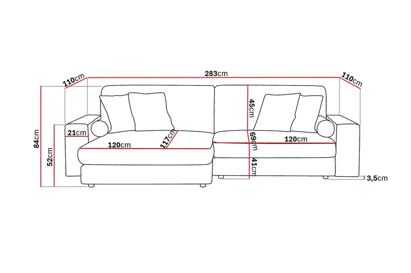 Arken Lyx 4-sits Vändbar L-formad Djup Divansoffa i Sammet - Mörkgrå - Products - Möbler - Soffa - Divansoffa & schäslongsoffa - 4 sits soffa med divan