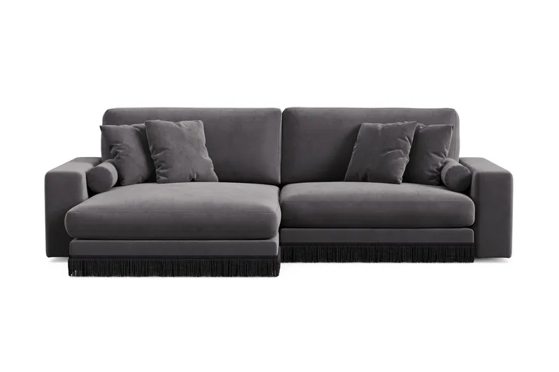 Arken Lyx 4-sits Vändbar L-formad Djup Divansoffa i Sammet - Mörkgrå - Products - Möbler - Soffa - Divansoffa & schäslongsoffa - 4 sits soffa med divan