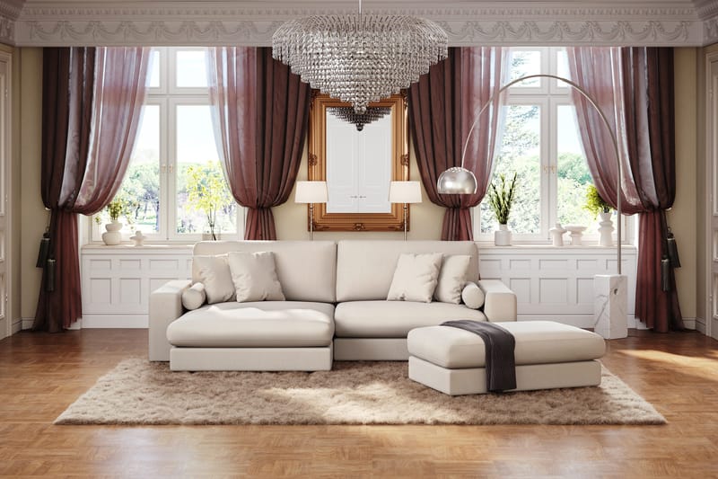 Arken Lyx 4-sits Vändbar L-formad Djup Divansoffa i Tyg - Ljusbeige - Products - Möbler - Soffa - Divansoffa & schäslongsoffa - 4 sits soffa med divan