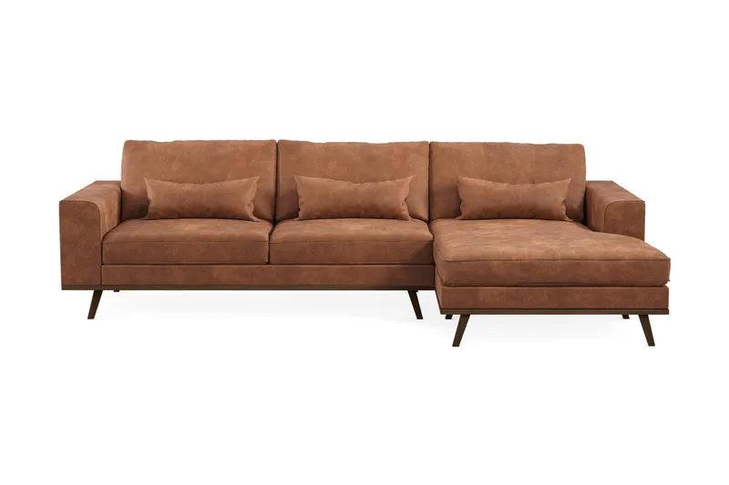 Copenhagen 4-sits Högervänd L-formad Divansoffa i Konstläder - Brun - Products - Möbler - Soffa - Divansoffa & schäslongsoffa - 4 sits soffa med divan