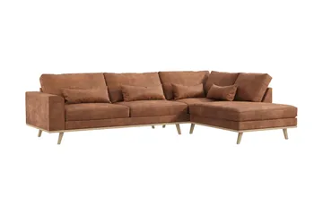 Copenhagen 4-sits Högervänd L-formad Divansoffa i Konstläder - Brun - Products - Möbler - Soffa - Divansoffa & schäslongsoffa - 4 sits soffa med divan