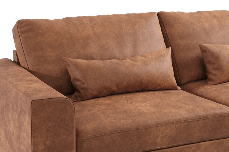 Copenhagen 4-sits Högervänd L-formad Divansoffa i Konstläder - Brun - Products - Möbler - Soffa - Divansoffa & schäslongsoffa - 4 sits soffa med divan