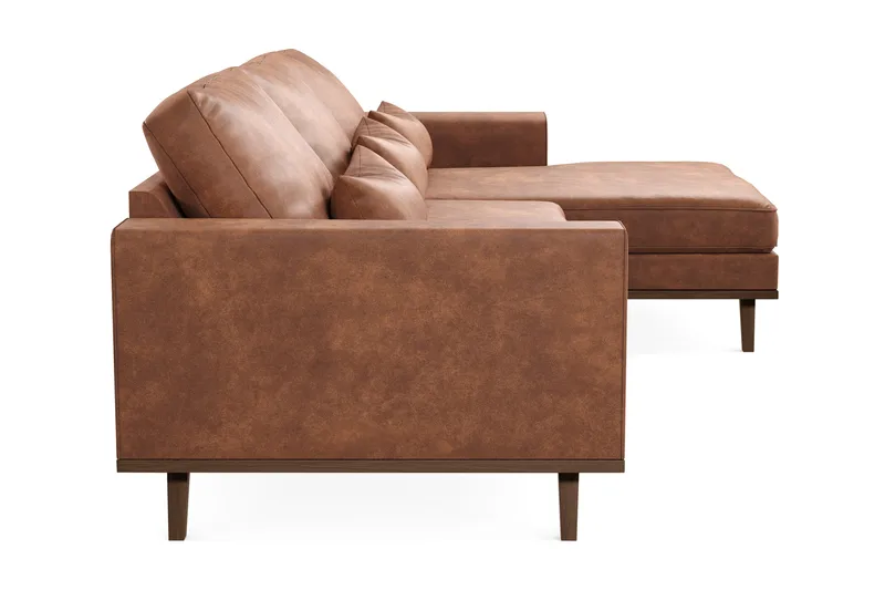 Copenhagen 4-sits Högervänd L-formad Divansoffa i Konstläder - Brun - Products - Möbler - Soffa - Divansoffa & schäslongsoffa - 4 sits soffa med divan