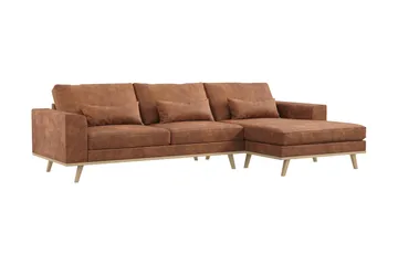 Copenhagen 4-sits Högervänd L-formad Divansoffa i Konstläder - Brun - Products - Möbler - Soffa - Divansoffa & schäslongsoffa - 4 sits soffa med divan