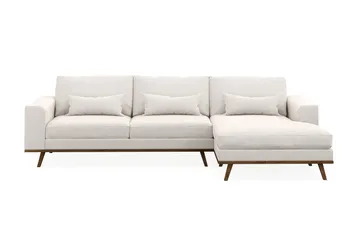 Copenhagen 4-sits Högervänd L-formad Divansoffa i Sammet - Krämvit - Products - Möbler - Soffa - Divansoffa & schäslongsoffa - 4 sits soffa med divan