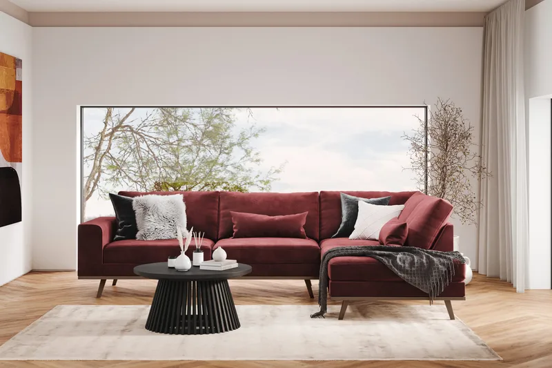 Copenhagen 4-sits Högervänd L-formad Divansoffa i Sammet - Lila - Products - Möbler - Soffa - Divansoffa & schäslongsoffa - 4 sits soffa med divan