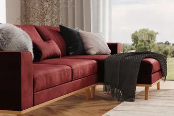 Copenhagen 4-sits Högervänd L-formad Divansoffa i Sammet - Lila - Products - Möbler - Soffa - Divansoffa & schäslongsoffa - 4 sits soffa med divan