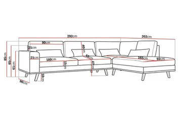 Copenhagen 4-sits Högervänd L-formad Divansoffa i Sammet - Lila - Products - Möbler - Soffa - Divansoffa & schäslongsoffa - 4 sits soffa med divan