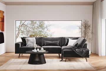 Copenhagen 4-sits Högervänd L-formad Divansoffa i Sammet - Mörkgrå - Products - Möbler - Soffa - Divansoffa & schäslongsoffa - 4 sits soffa med divan
