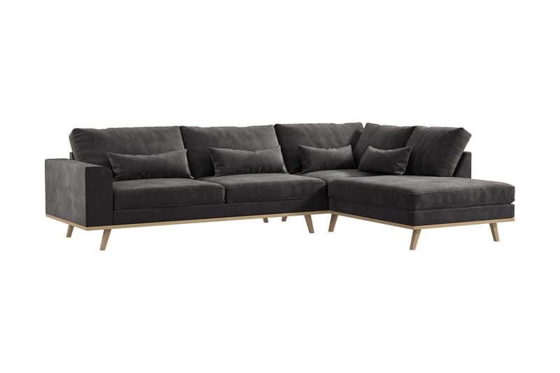 Copenhagen 4-sits Högervänd L-formad Divansoffa i Sammet - Mörkgrå - Products - Möbler - Soffa - Divansoffa & schäslongsoffa - 4 sits soffa med divan