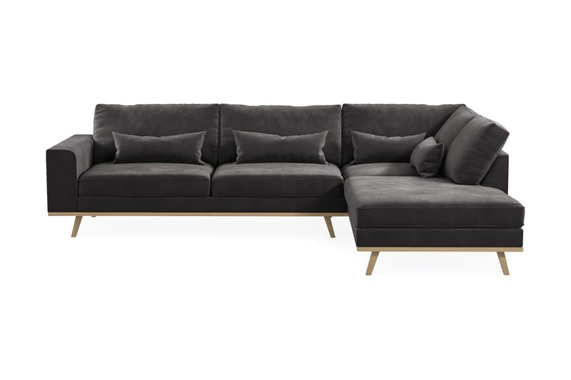 Copenhagen 4-sits Högervänd L-formad Divansoffa i Sammet - Mörkgrå - Products - Möbler - Soffa - Divansoffa & schäslongsoffa - 4 sits soffa med divan