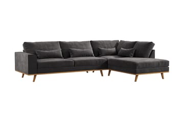 Copenhagen 4-sits Högervänd L-formad Divansoffa i Sammet - Mörkgrå - Products - Möbler - Soffa - Divansoffa & schäslongsoffa - 4 sits soffa med divan