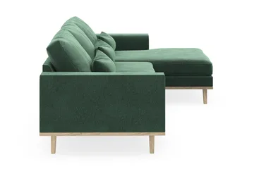 Copenhagen 4-sits Högervänd L-formad Divansoffa i Sammet - Mörkgrön - Products - Möbler - Soffa - Divansoffa & schäslongsoffa - 4 sits soffa med divan