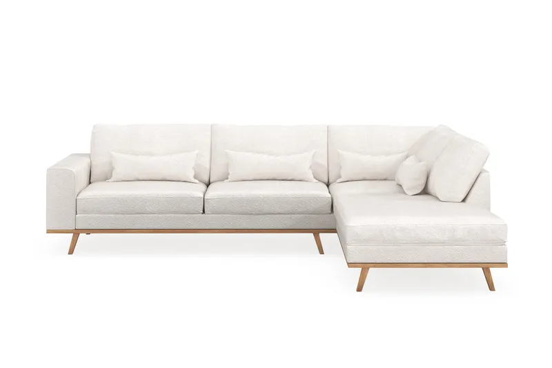 Copenhagen 4-sits Högervänd L-formad Schäslongsoffa i Bouclé - Vit - Products - Möbler - Soffa - Divansoffa & schäslongsoffa - 4 sits soffa med divan