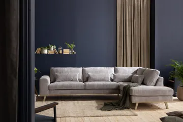 Copenhagen 4-sits Högervänd L-formad Schäslongsoffa i Manchester - Ljusgrå - Products - Möbler - Soffa - Divansoffa & schäslongsoffa - 4 sits soffa med divan