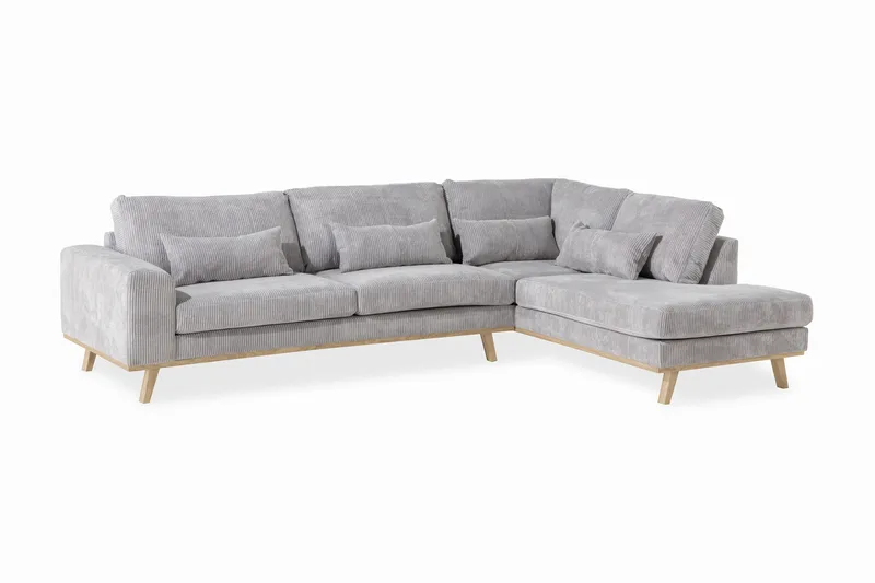 Copenhagen 4-sits Högervänd L-formad Schäslongsoffa i Manchester - Ljusgrå - Products - Möbler - Soffa - Divansoffa & schäslongsoffa - 4 sits soffa med divan