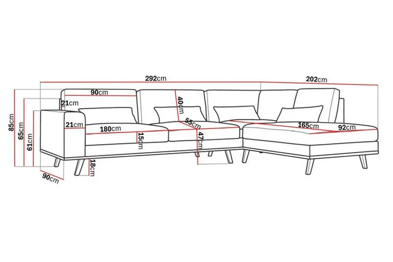 Copenhagen 4-sits Högervänd L-formad Schäslongsoffa i Manchester - Mörkgrå - Products - Möbler - Soffa - Divansoffa & schäslongsoffa - 4 sits soffa med divan