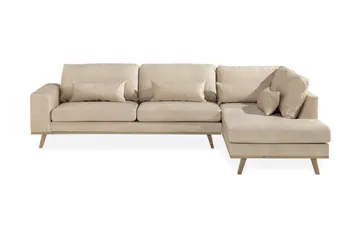Copenhagen 4-sits Högervänd L-formad Schäslongsoffa i Sammet - Beige - Products - Möbler - Soffa - Divansoffa & schäslongsoffa - 4 sits soffa med divan