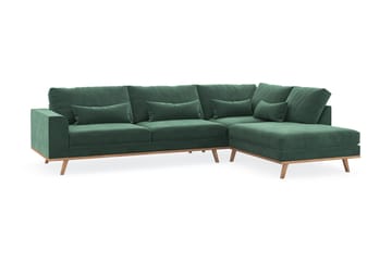 Copenhagen 4-sits Högervänd L-formad Schäslongsoffa i Sammet - Mörkgrön - Products - Möbler - Soffa - Divansoffa & schäslongsoffa - 4 sits soffa med divan