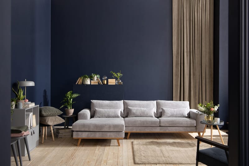 Copenhagen 4-sits Vänstervänd L-formad Divansoffa i Manchester - Ljusgrå - Products - Möbler - Soffa - Divansoffa & schäslongsoffa - 4 sits soffa med divan