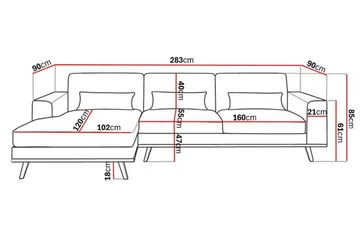 Copenhagen 4-sits Vänstervänd L-formad Divansoffa i Manchester - Ljusgrå - Products - Möbler - Soffa - Divansoffa & schäslongsoffa - 4 sits soffa med divan