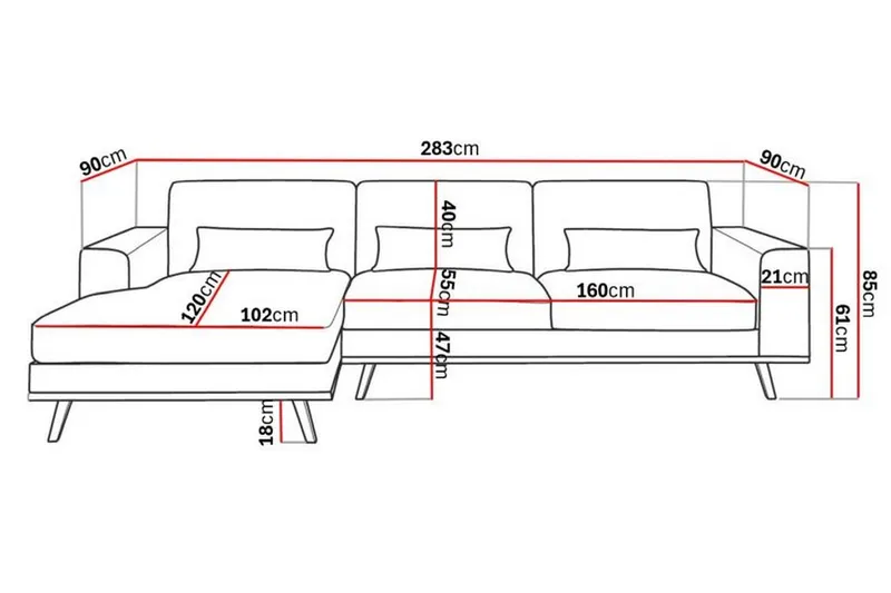 Copenhagen 4-sits Vänstervänd L-formad Divansoffa i Manchester - Mörkgrå - Products - Möbler - Soffa - Divansoffa & schäslongsoffa - 4 sits soffa med divan