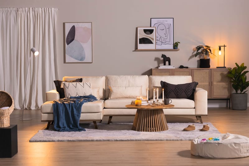 Copenhagen 4-sits Vänstervänd L-formad Divansoffa i Sammet - Beige - Products - Möbler - Soffa - Divansoffa & schäslongsoffa - 4 sits soffa med divan