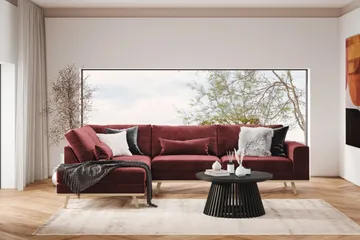 Copenhagen 4-sits Vänstervänd L-formad Divansoffa i Sammet - Lila - Products - Möbler - Soffa - Divansoffa & schäslongsoffa - 4 sits soffa med divan