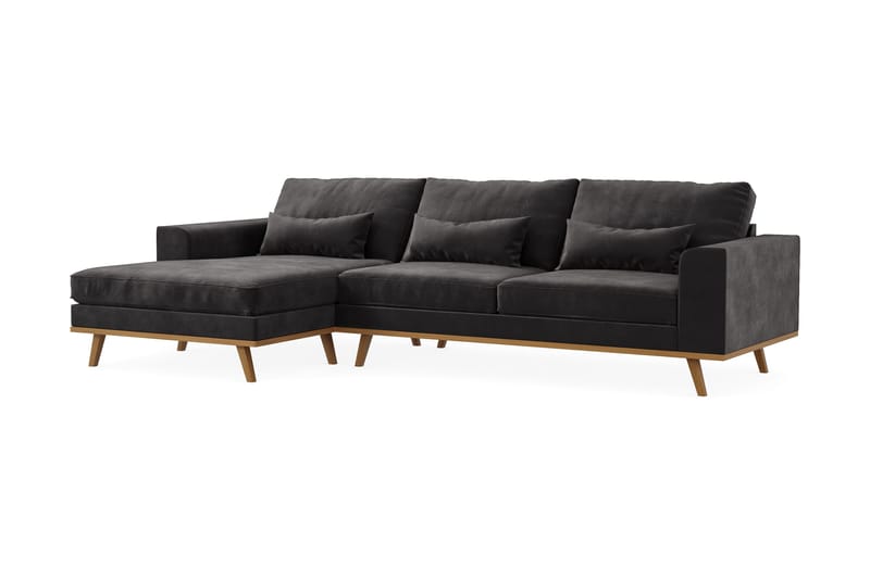 Copenhagen 4-sits Vänstervänd L-formad Divansoffa i Sammet - Mörkgrå - Products - Möbler - Soffa - Divansoffa & schäslongsoffa - 4 sits soffa med divan