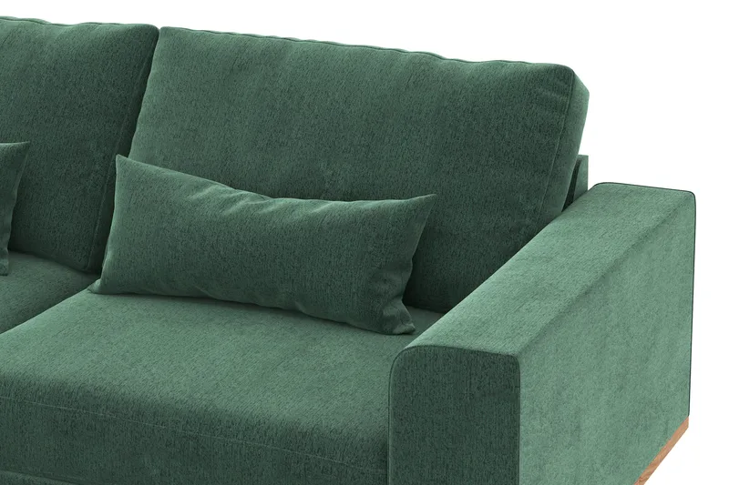 Copenhagen 4-sits Vänstervänd L-formad Divansoffa i Sammet - Mörkgrön - Products - Möbler - Soffa - Divansoffa & schäslongsoffa - 4 sits soffa med divan